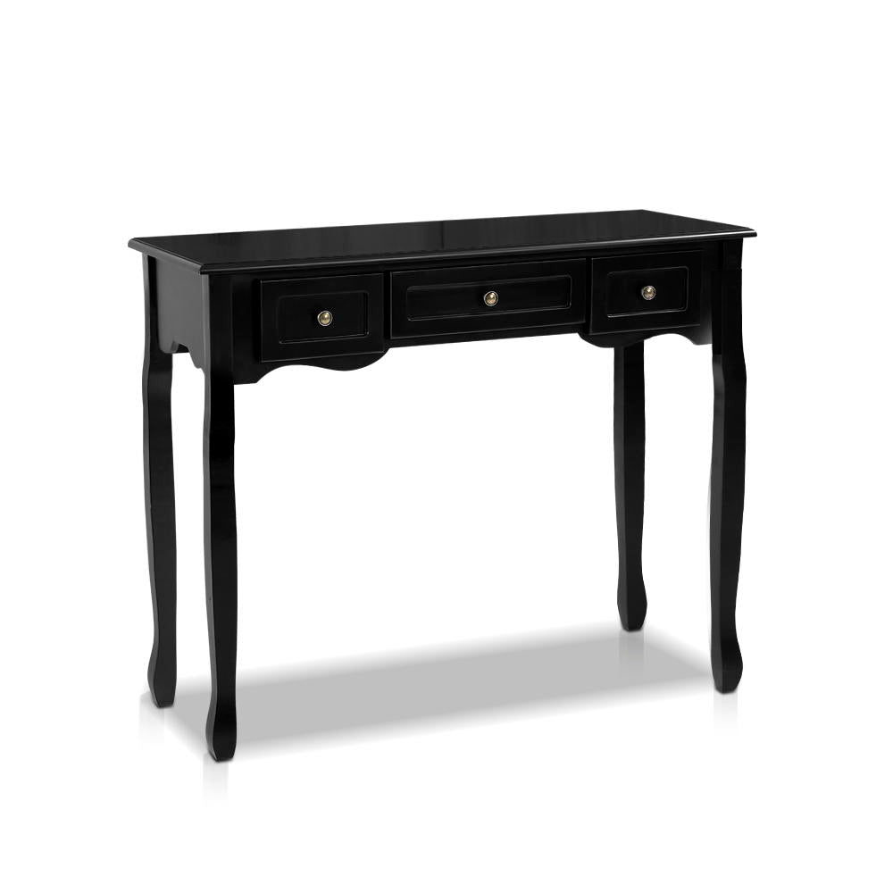 French Provincial Style 3 Drawer Dresser Side Table - Black - Homecoze