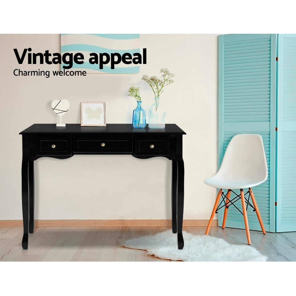 French Provincial Style 3 Drawer Dresser Side Table - Black - Homecoze