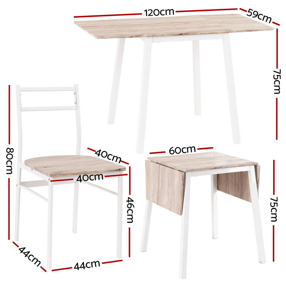 Artiss Dining Table and Chairs Set 5pcs Foldable Kitchen Furniture Natural White - Homecoze