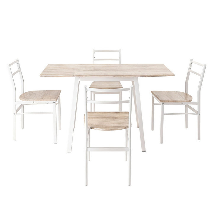 Artiss Dining Table and Chairs Set 5pcs Foldable Kitchen Furniture Natural White - Homecoze