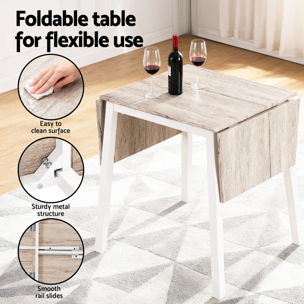 Artiss Dining Table and Chairs Set 5pcs Foldable Kitchen Furniture Natural White - Homecoze