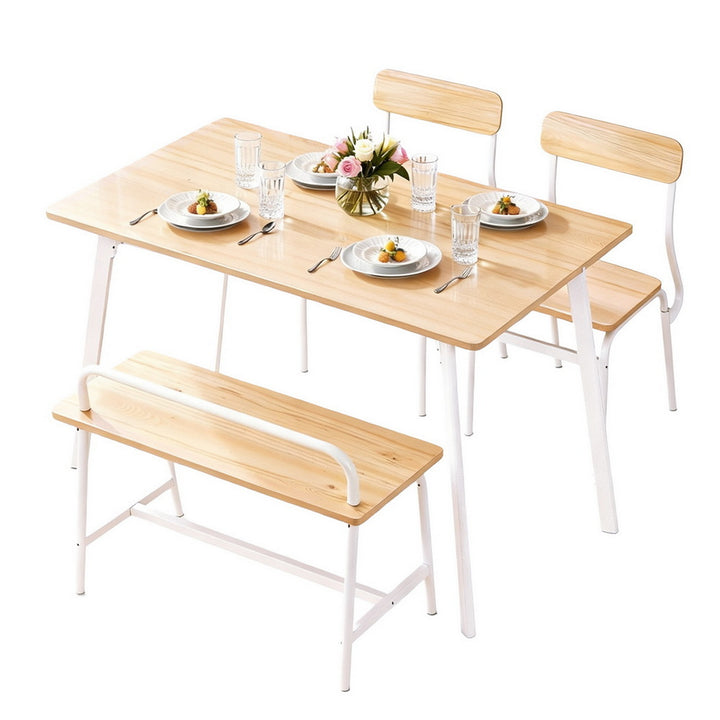 Artiss Dining Table and Chairs Set of 4 Bench Kitchen Furniture Natural and White - Homecoze