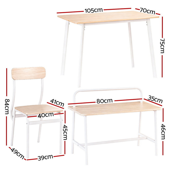 Artiss Dining Table and Chairs Set of 4 Bench Kitchen Furniture Natural and White - Homecoze