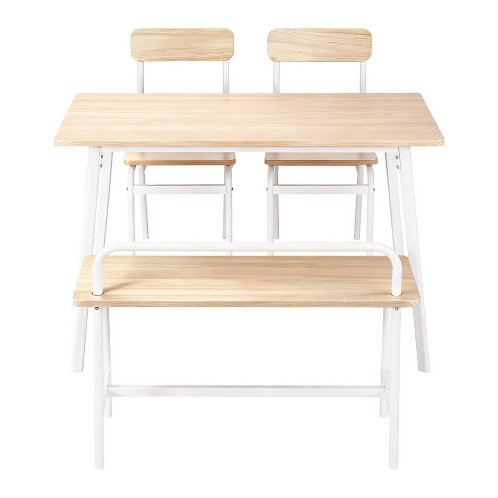 Artiss Dining Table and Chairs Set of 4 Bench Kitchen Furniture Natural and White - Homecoze