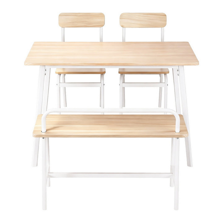 Artiss Dining Table and Chairs Set of 4 Bench Kitchen Furniture Natural and White - Homecoze