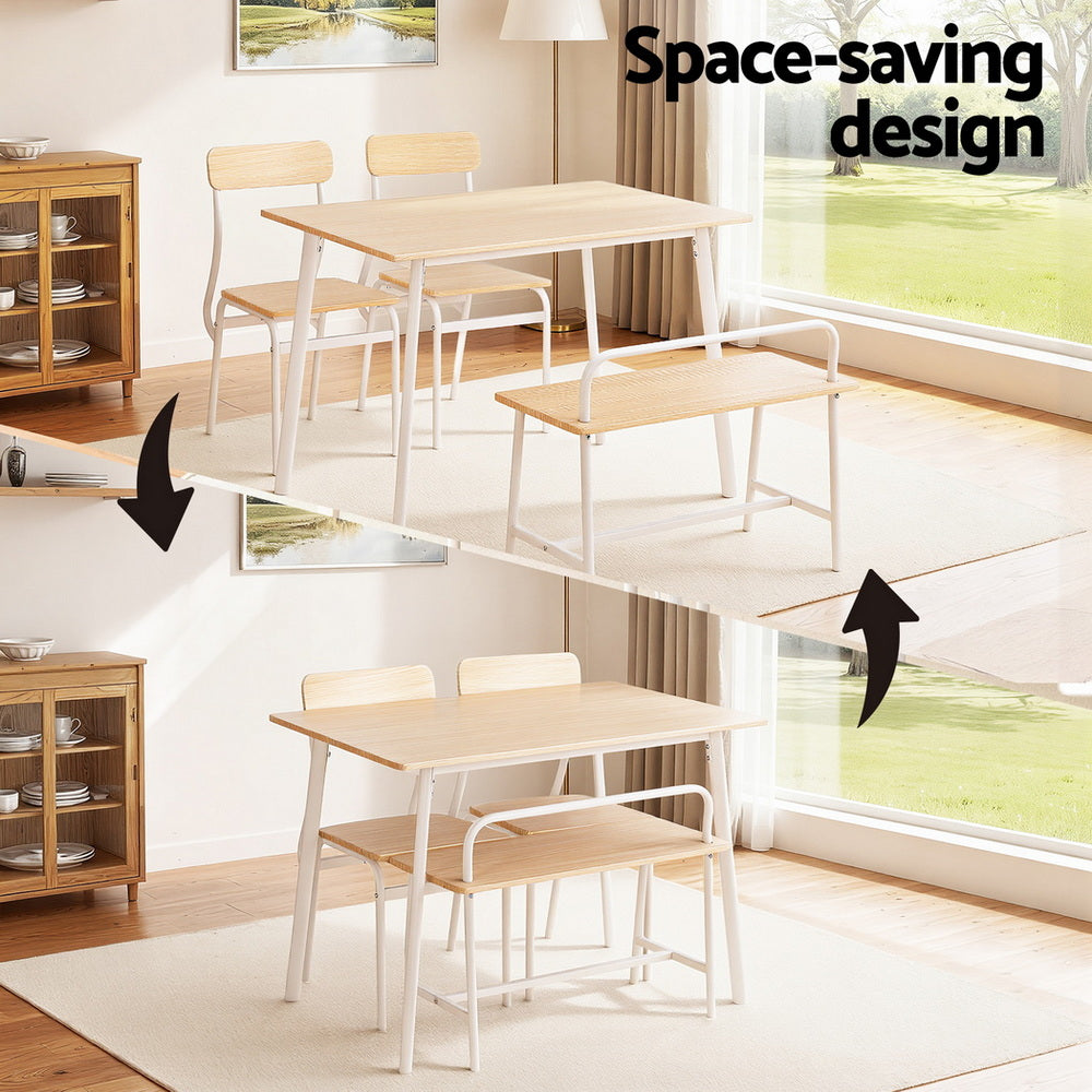 Artiss Dining Table and Chairs Set of 4 Bench Kitchen Furniture Natural and White - Homecoze
