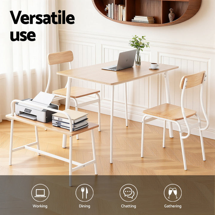 Artiss Dining Table and Chairs Set of 4 Bench Kitchen Furniture Natural and White - Homecoze