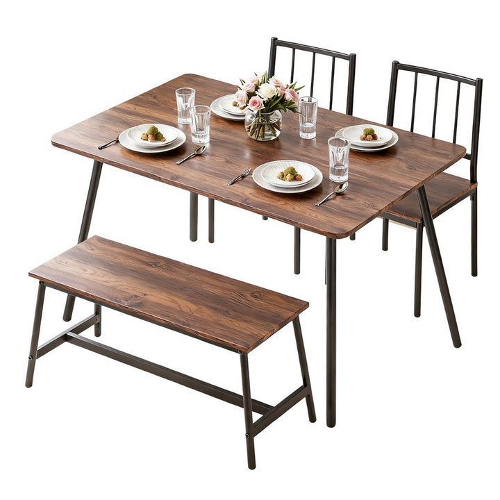 Artiss Dining Table and Chairs Set of 4 Bench Kitchen Furniture Rustic Brown - Homecoze
