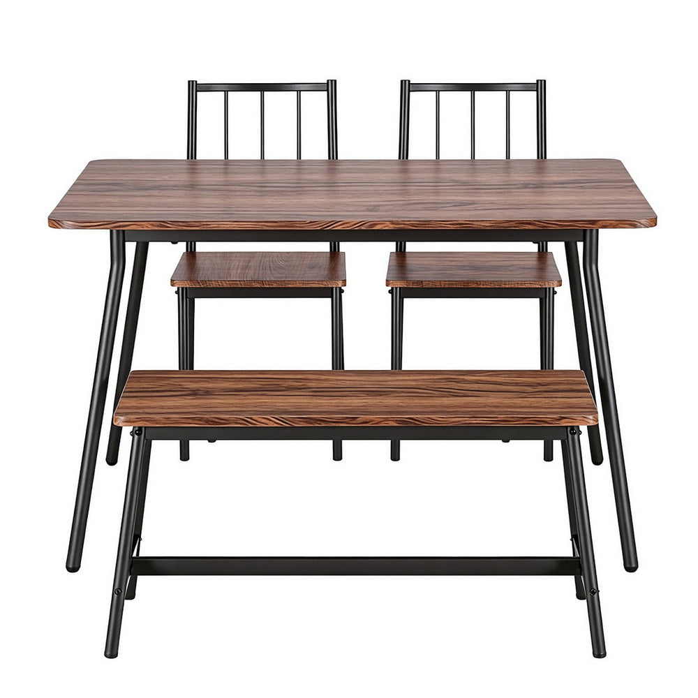Artiss Dining Table and Chairs Set of 4 Bench Kitchen Furniture Rustic Brown - Homecoze