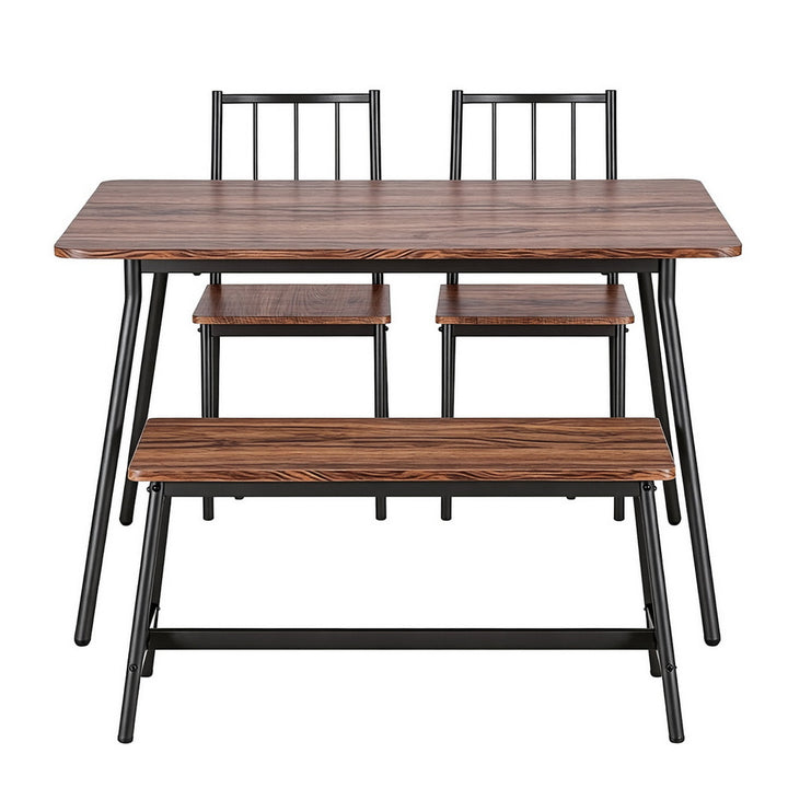 Artiss Dining Table and Chairs Set of 4 Bench Kitchen Furniture Rustic Brown - Homecoze