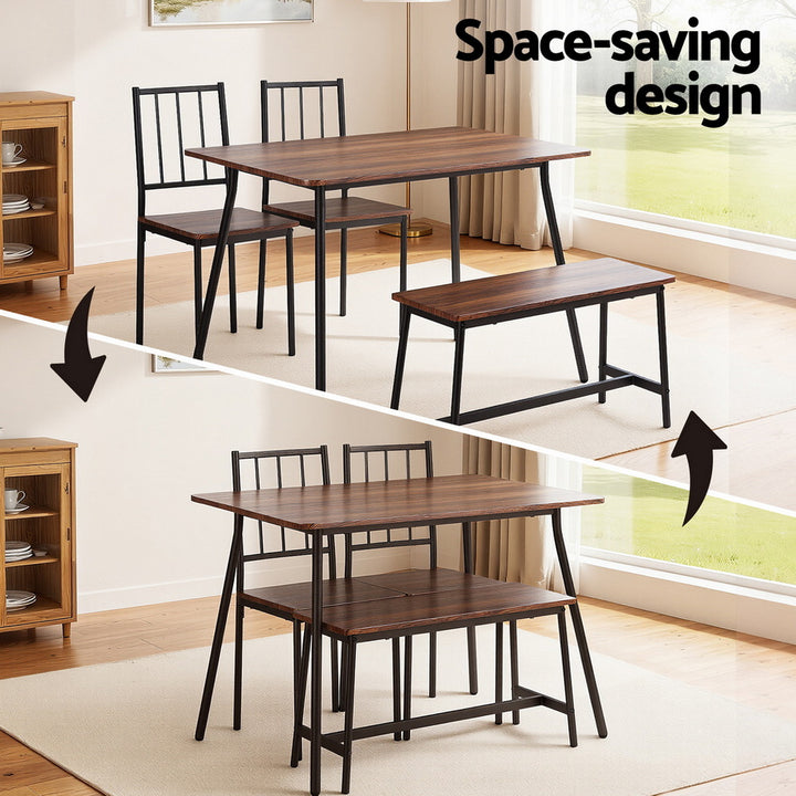 Artiss Dining Table and Chairs Set of 4 Bench Kitchen Furniture Rustic Brown - Homecoze