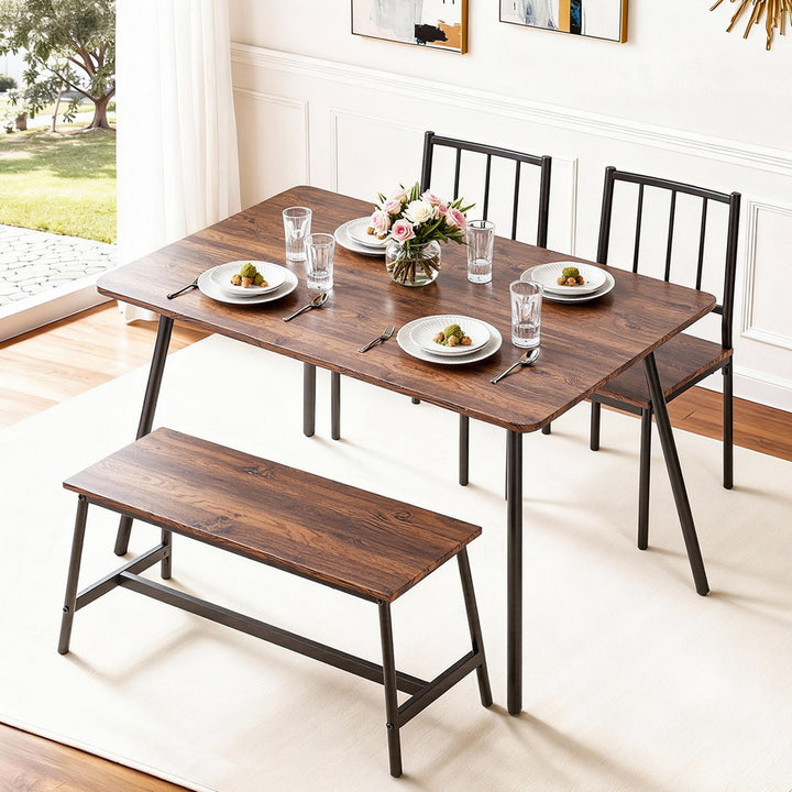 Artiss Dining Table and Chairs Set of 4 Bench Kitchen Furniture Rustic Brown - Homecoze