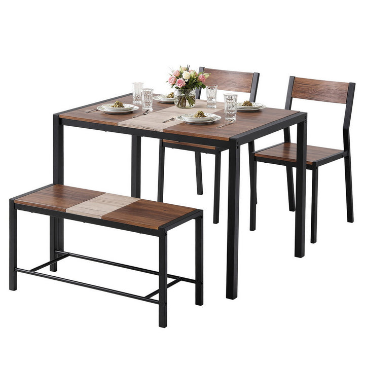 Artiss Dining Table and Chairs Set of 4 Bench Kitchen Furniture Rustic Brown - Homecoze