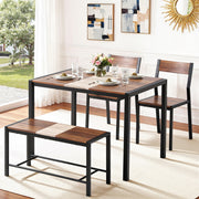 Artiss Dining Table and Chairs Set of 4 Bench Kitchen Furniture Rustic Brown - Homecoze