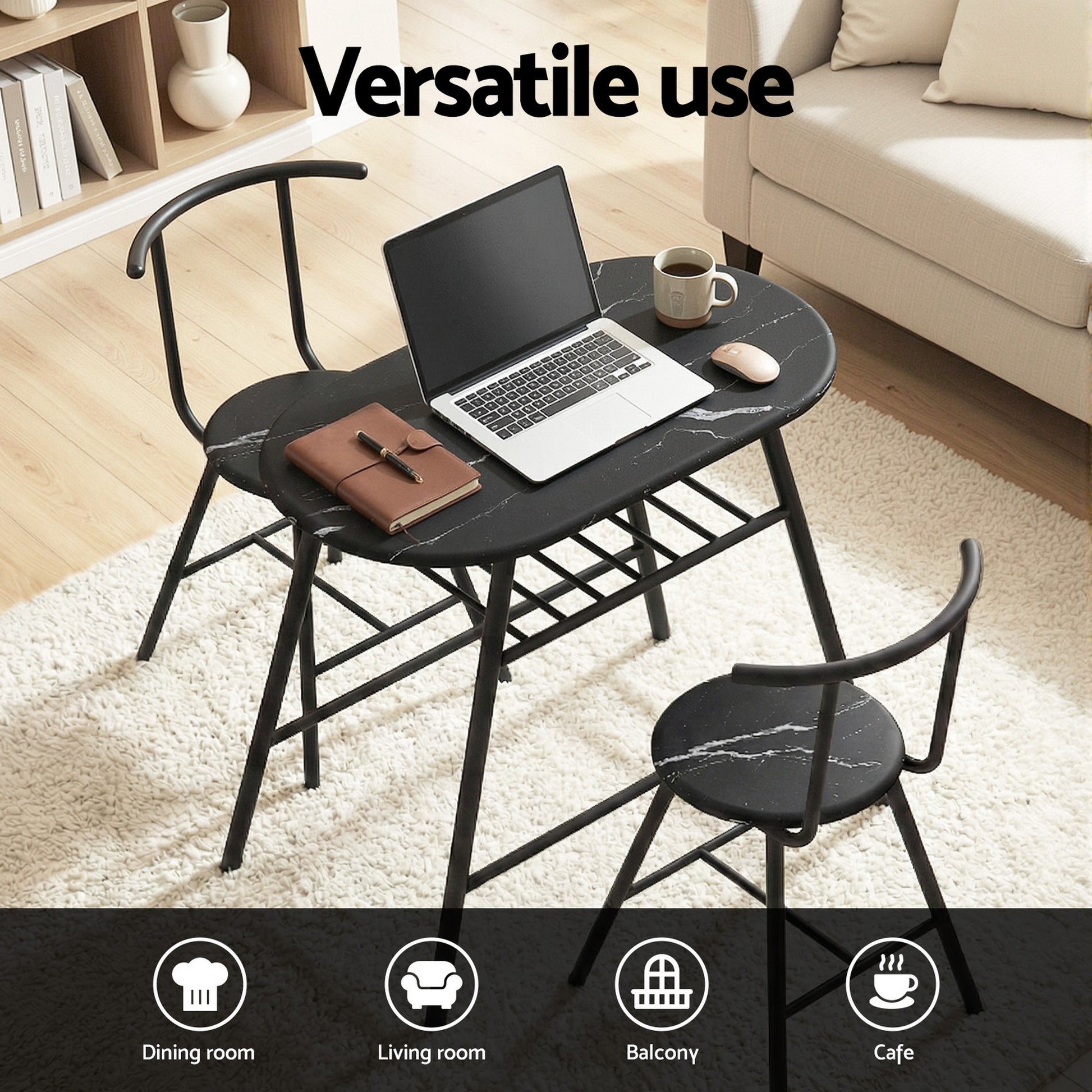 3PC Compact Bistro Dining Set – Marble Look - Homecoze