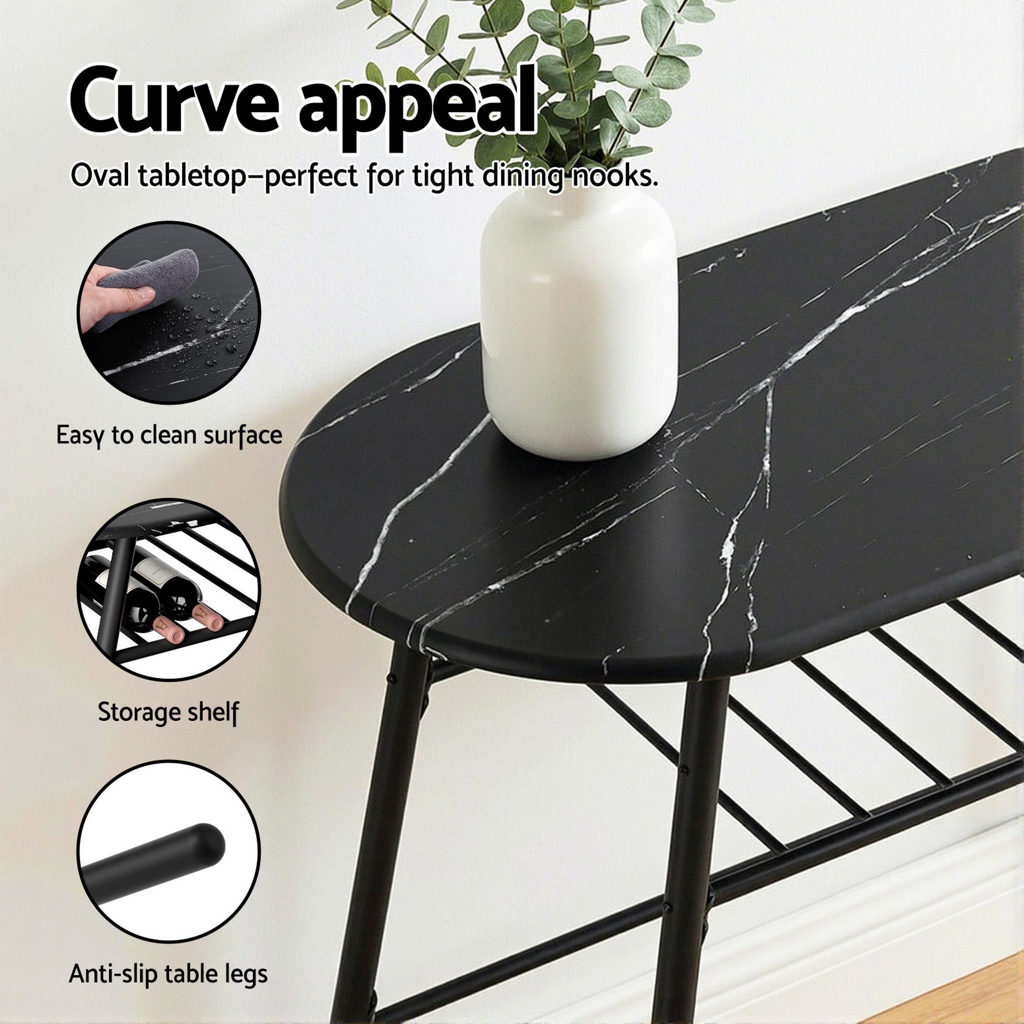 3PC Compact Bistro Dining Set – Marble Look - Homecoze