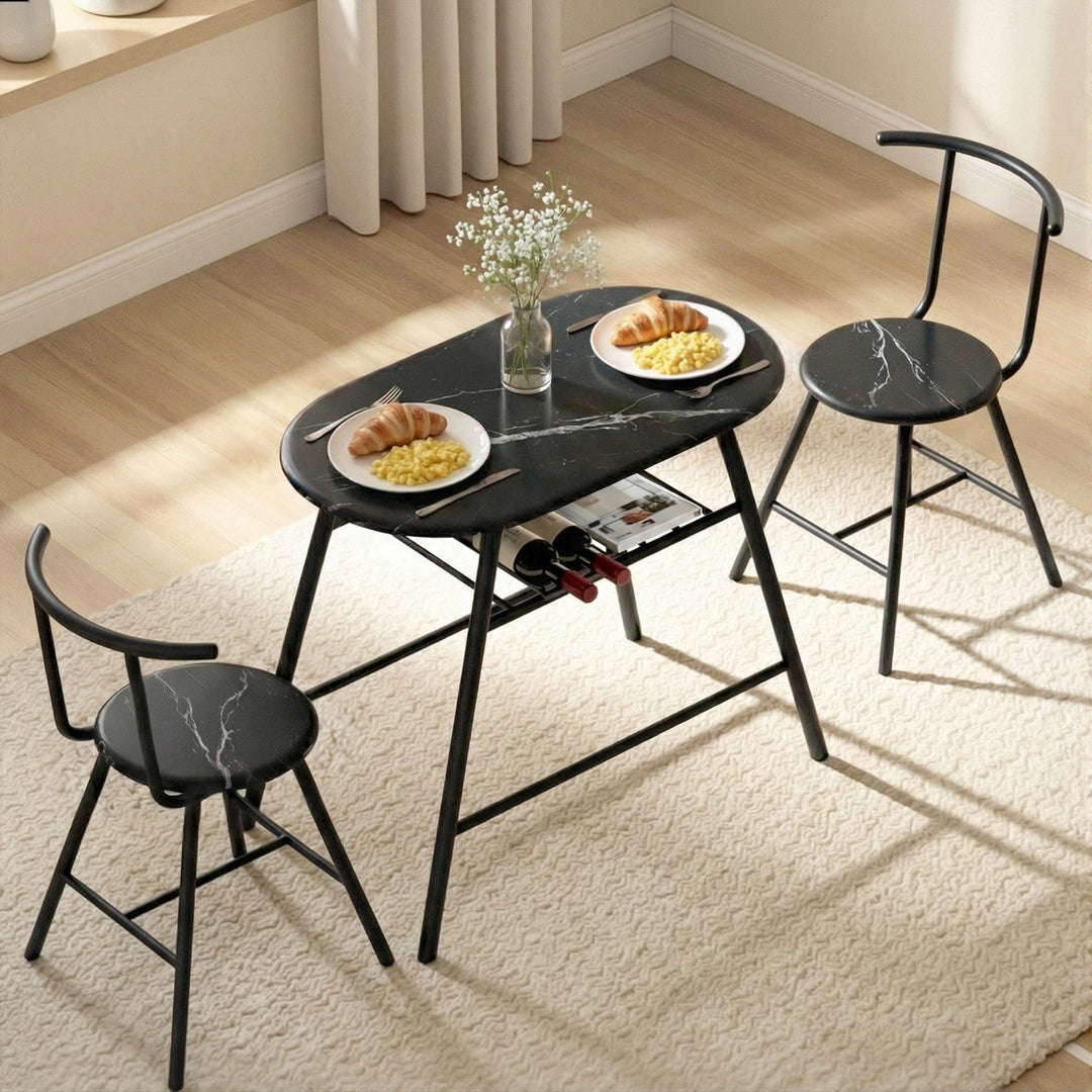 3PC Compact Bistro Dining Set – Marble Look
