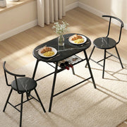 3PC Compact Bistro Dining Set – Marble Look - Homecoze