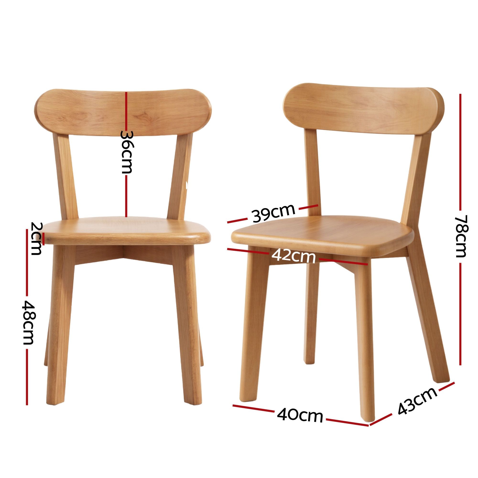 5PC Fluted Dining Table & Wooden Chair Set - Pine