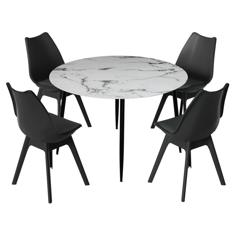 5PC Dining Table and PP Chair Set - Black/White - Homecoze