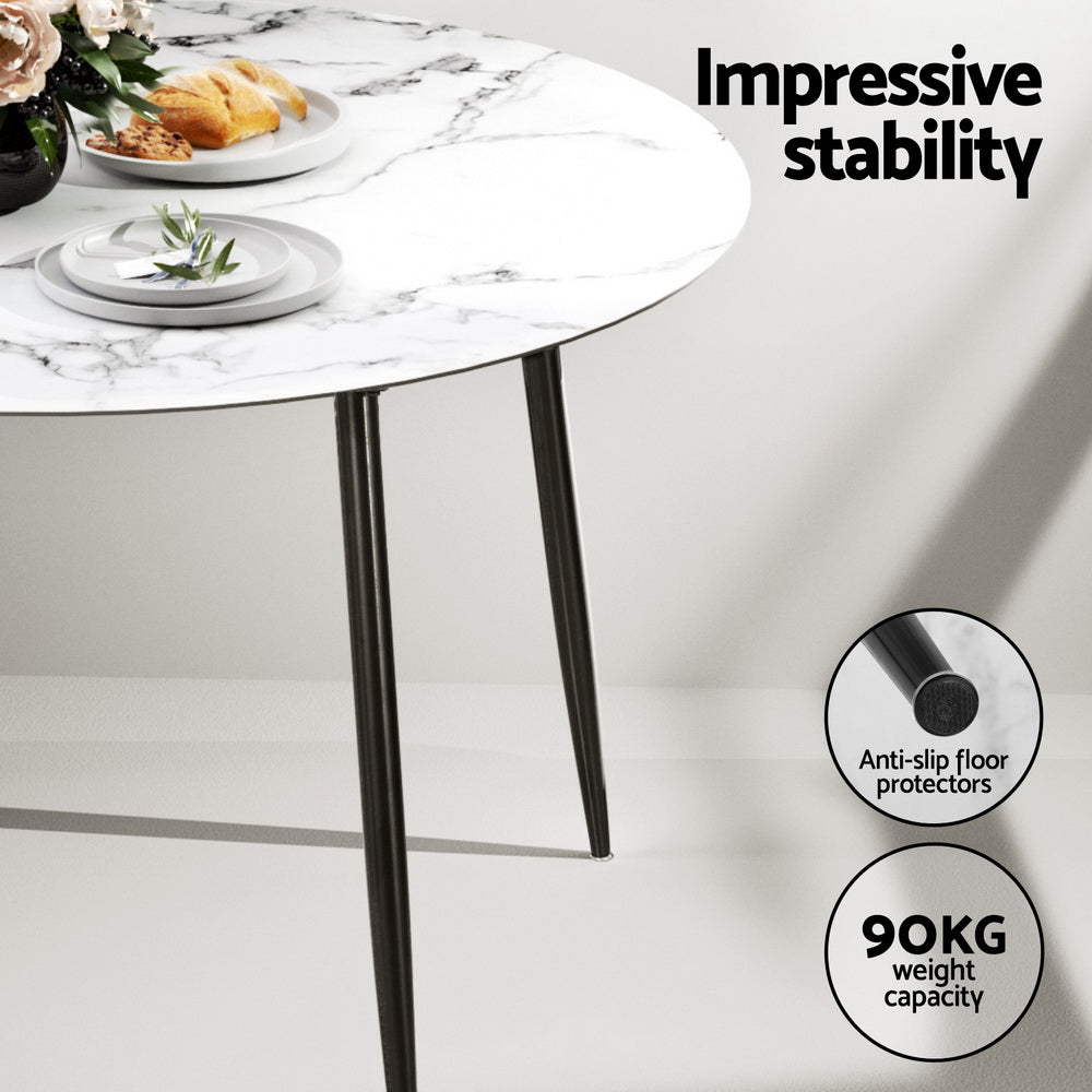 5PC Dining Table and PP Chair Set - Black/White - Homecoze