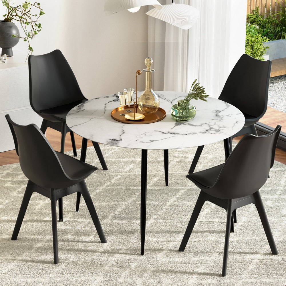 5PC Dining Table and PP Chair Set - Black/White - Homecoze