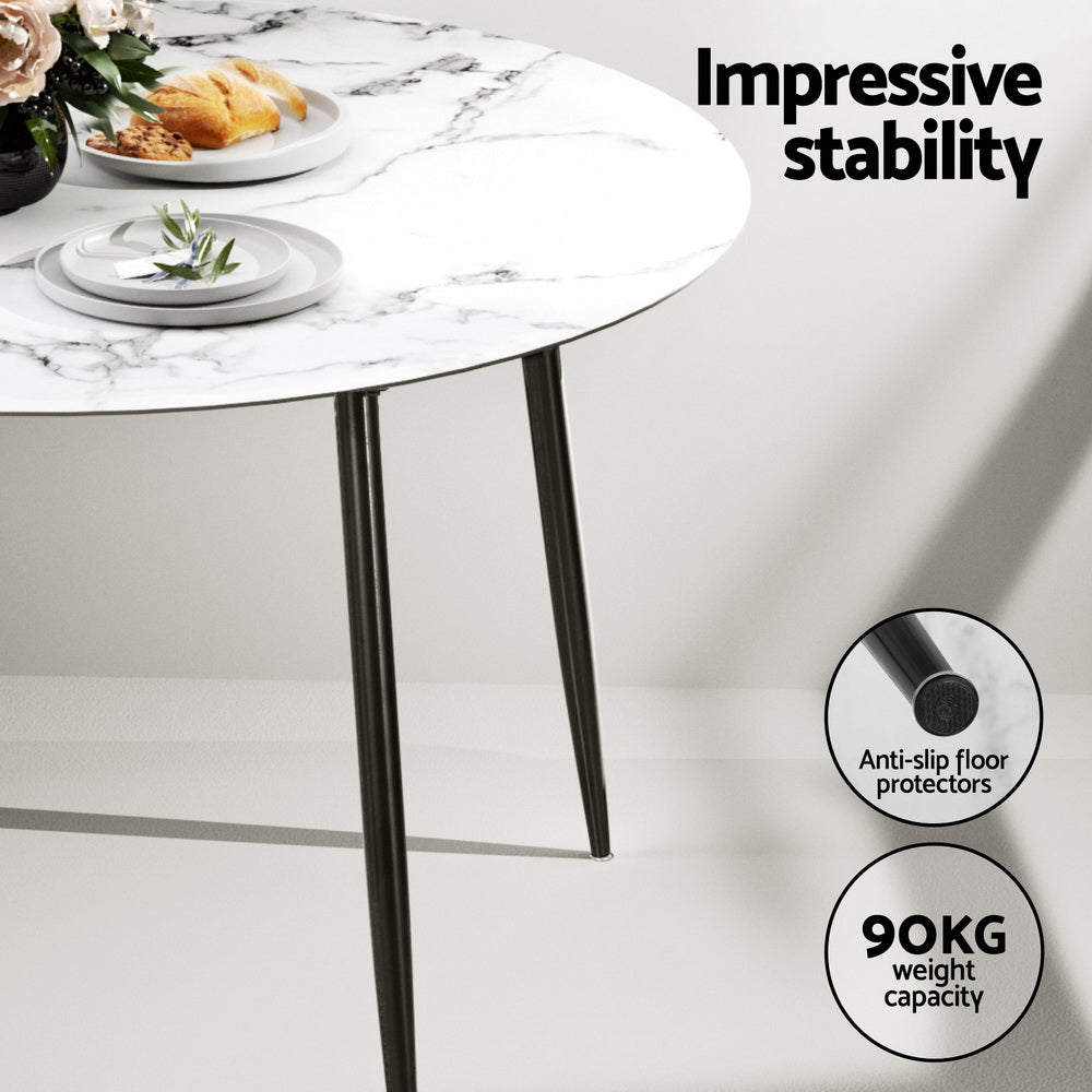 5PC Dining Table and Velvet Chair Set - Grey/White - Homecoze