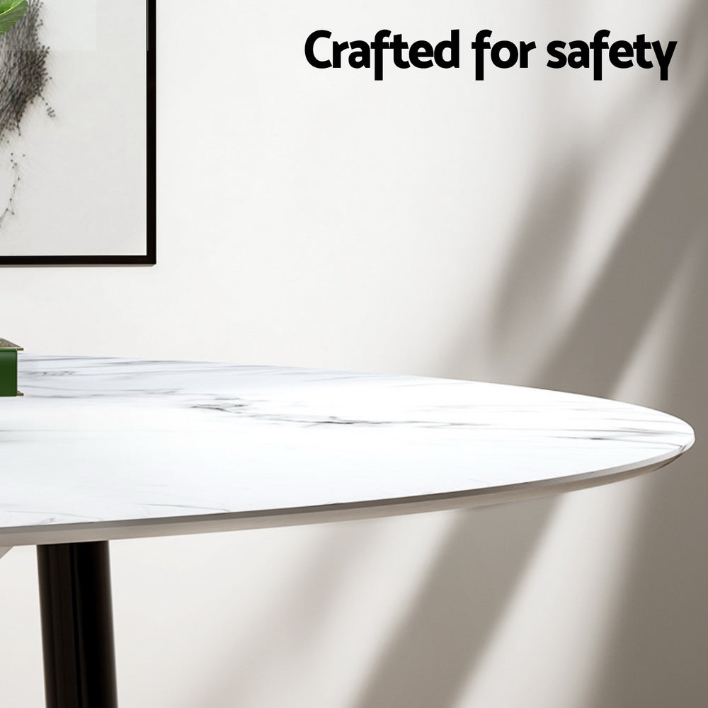5PC Dining Table and Sherpa Chair Set - White/Black - Homecoze