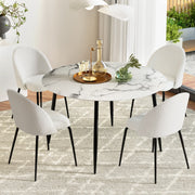 5PC Dining Table and Sherpa Chair Set - White/Black - Homecoze