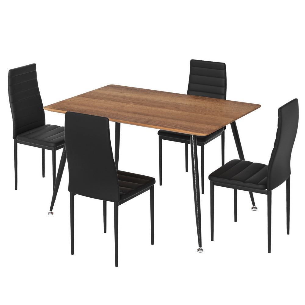 1 Artiss Dining Table and 4 Chairs Set Rectangle Metal - Homecoze