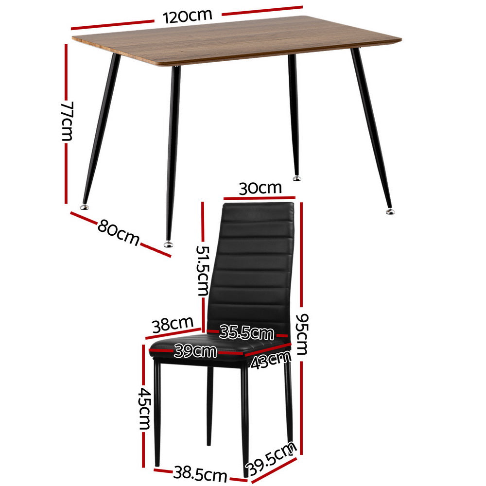 1 Artiss Dining Table and 4 Chairs Set Rectangle Metal - Homecoze