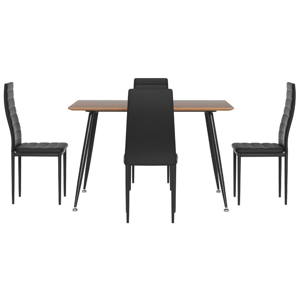 1 Artiss Dining Table and 4 Chairs Set Rectangle Metal - Homecoze