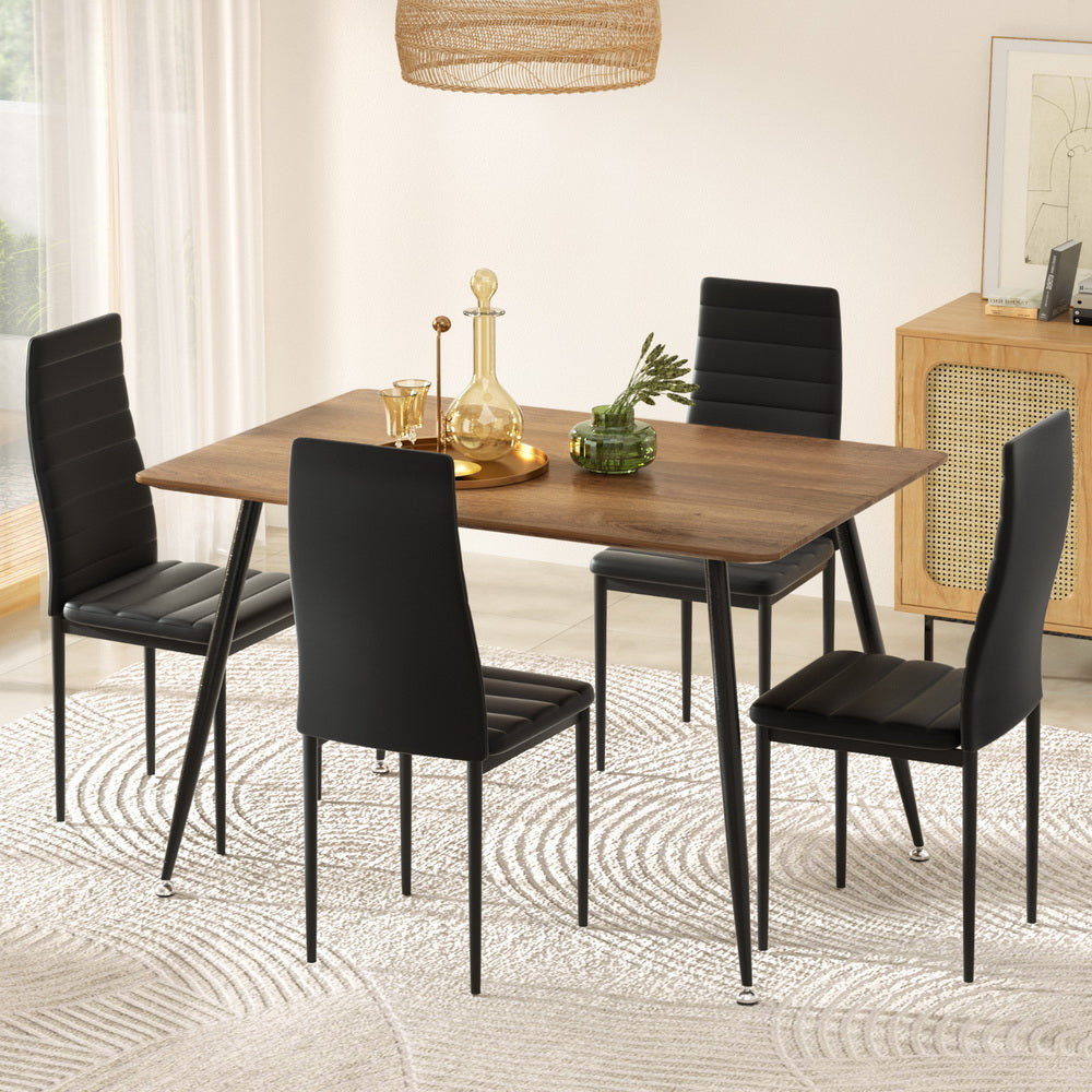 1 Artiss Dining Table and 4 Chairs Set Rectangle Metal - Homecoze
