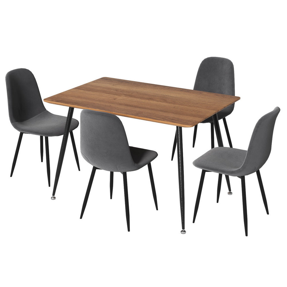 1 Artiss Dining Table and 4 Chairs Set Grey Metal - Homecoze