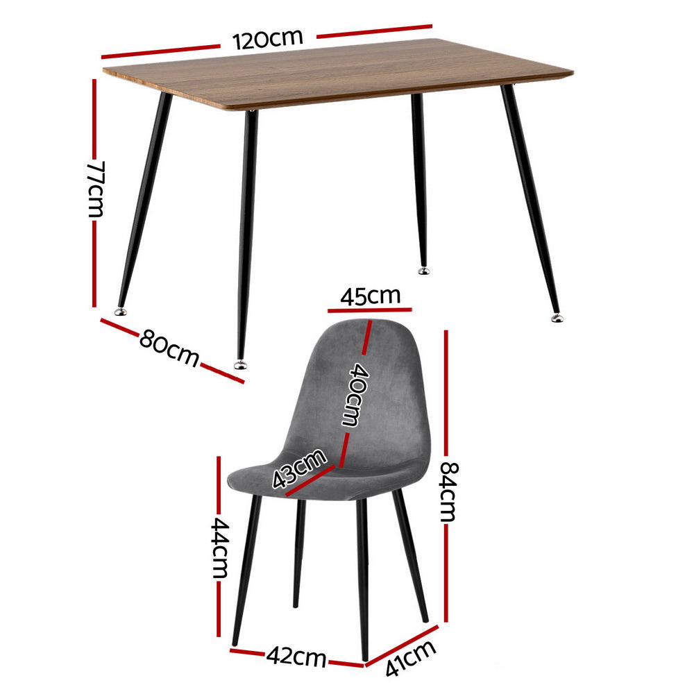 1 Artiss Dining Table and 4 Chairs Set Grey Metal - Homecoze