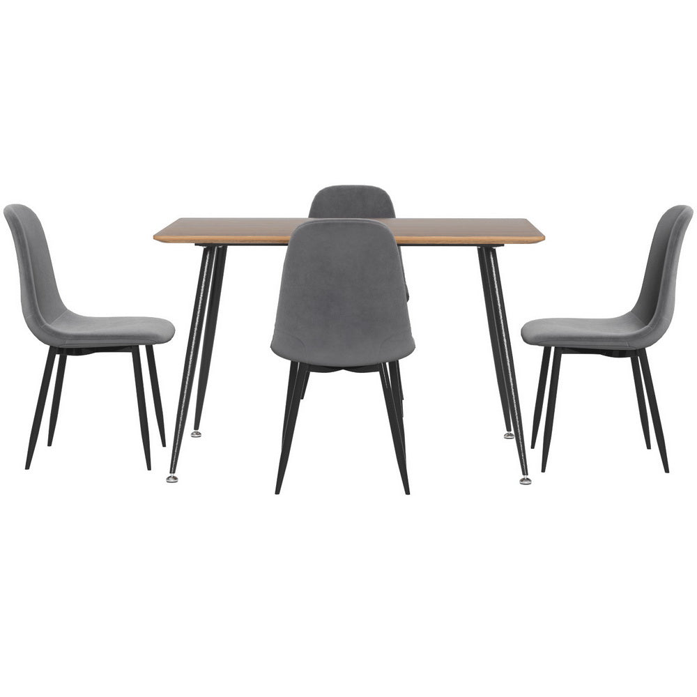 1 Artiss Dining Table and 4 Chairs Set Grey Metal - Homecoze