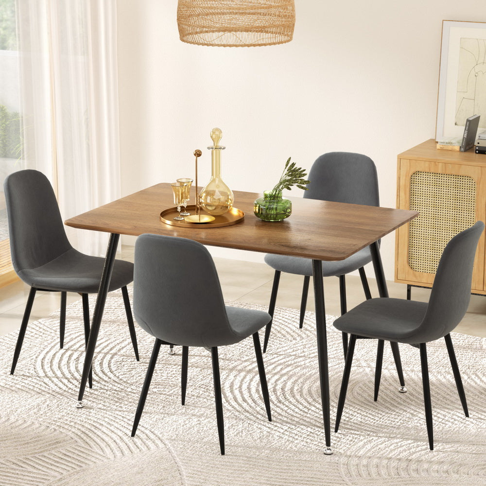 1 Artiss Dining Table and 4 Chairs Set Grey Metal - Homecoze
