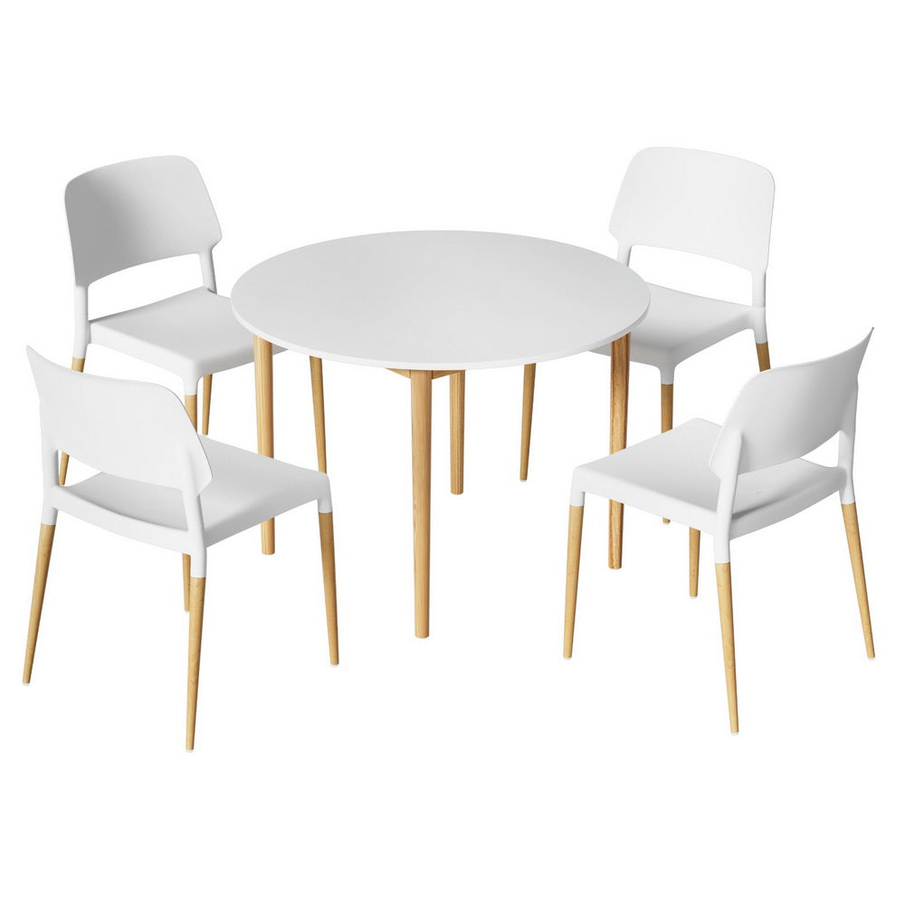 5PC Dining Table and PP Chair Set - White/Natural - Homecoze