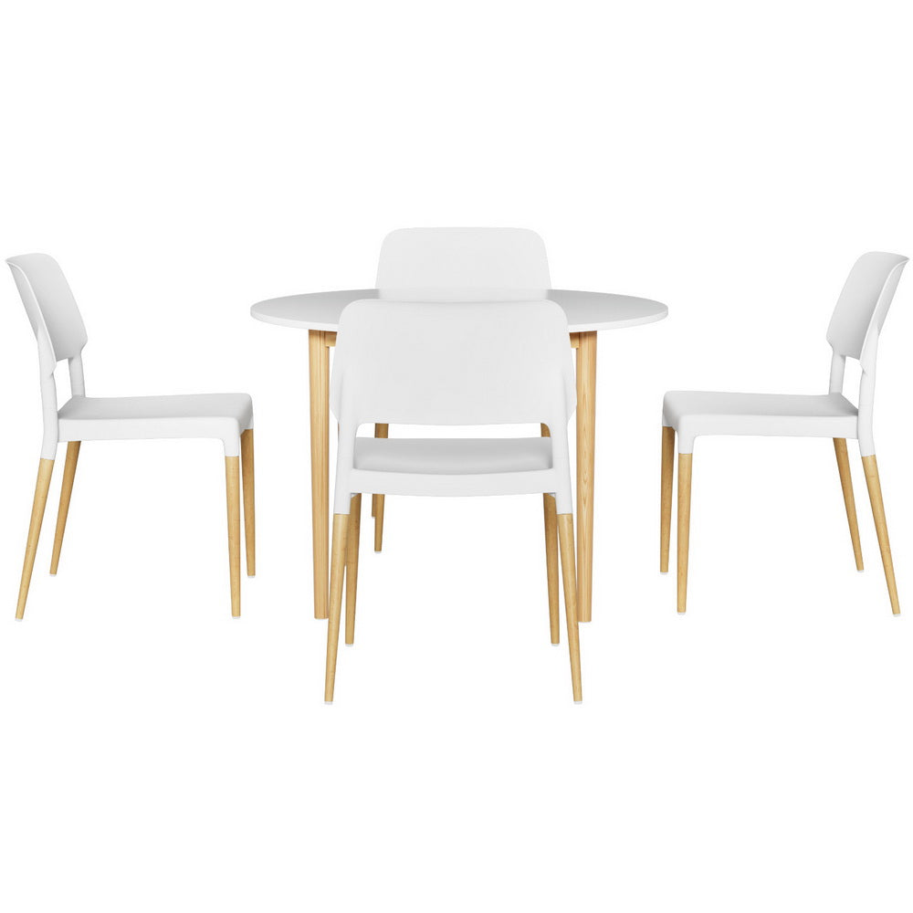 5PC Dining Table and PP Chair Set - White/Natural - Homecoze