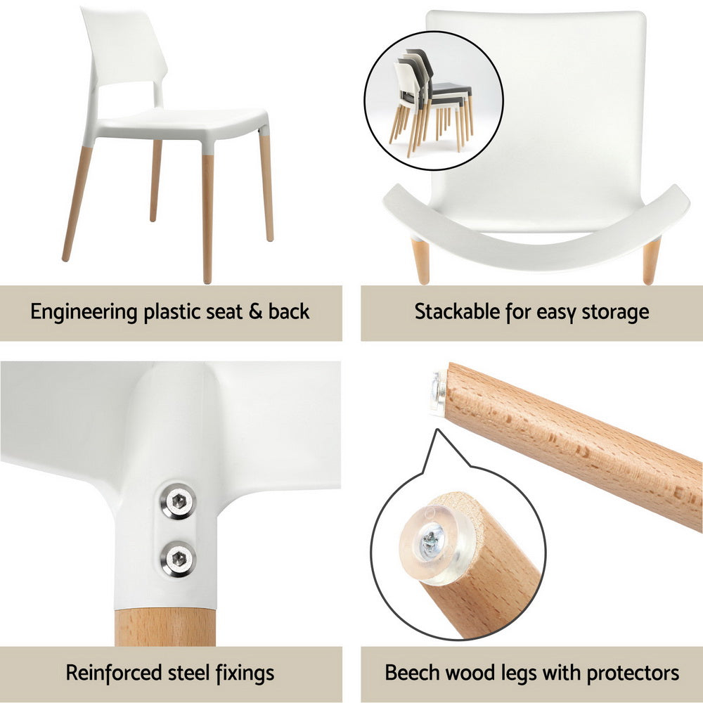 5PC Dining Table and PP Chair Set - White/Natural - Homecoze