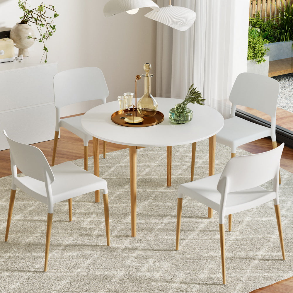 5PC Dining Table and PP Chair Set - White/Natural - Homecoze