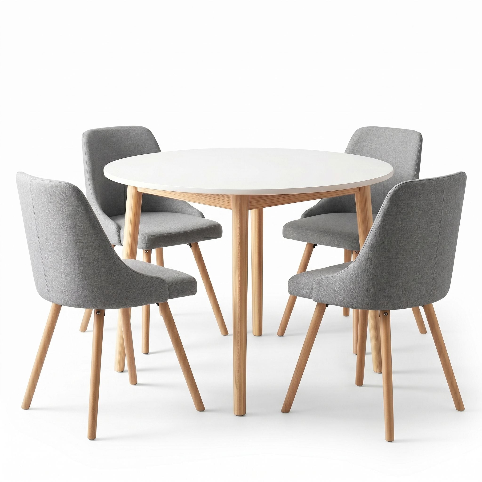 5 Piece Round Dining Set - White & Grey
