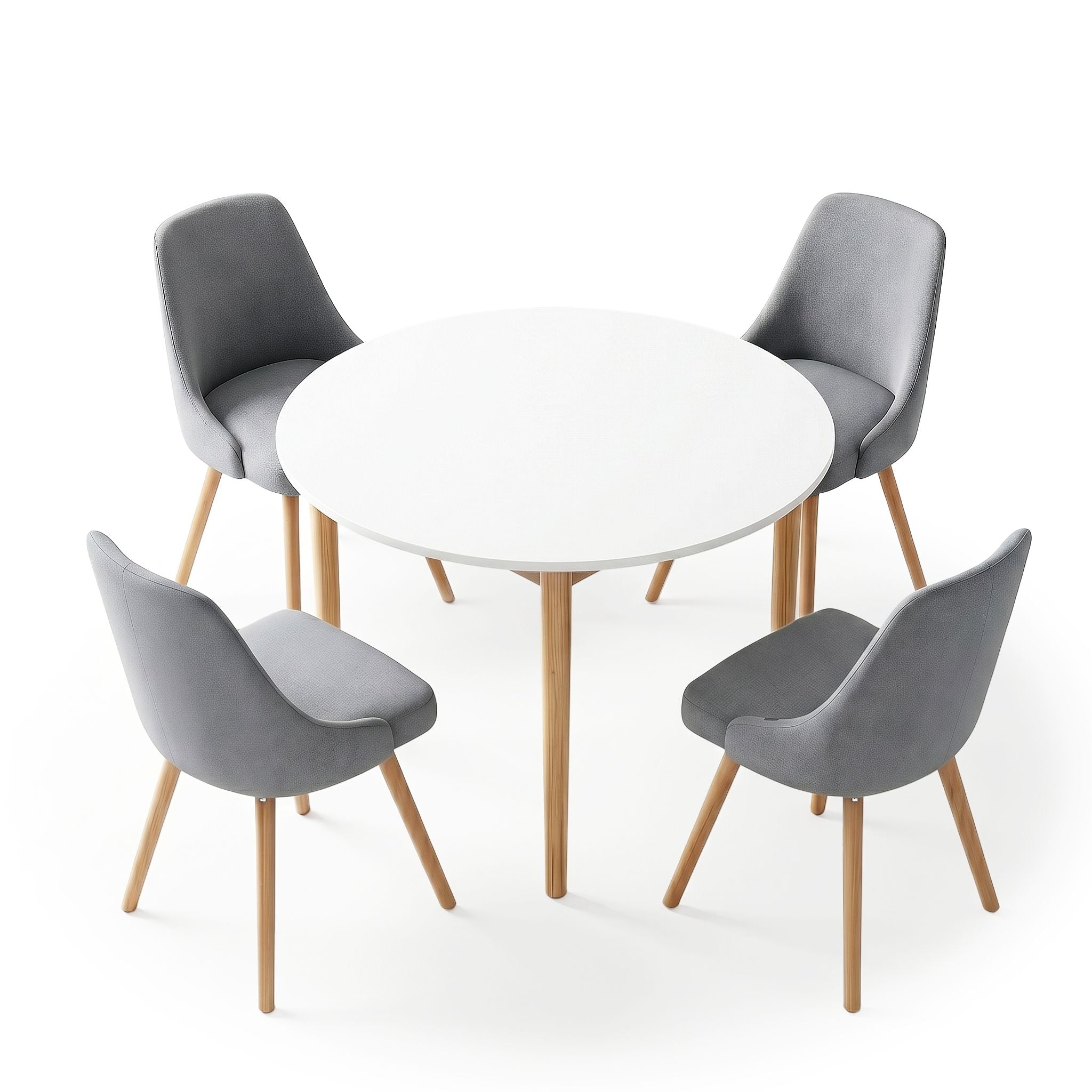 5 Piece Round Dining Set - White & Grey