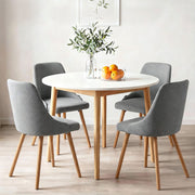 5 Piece Round Dining Set - White & Grey