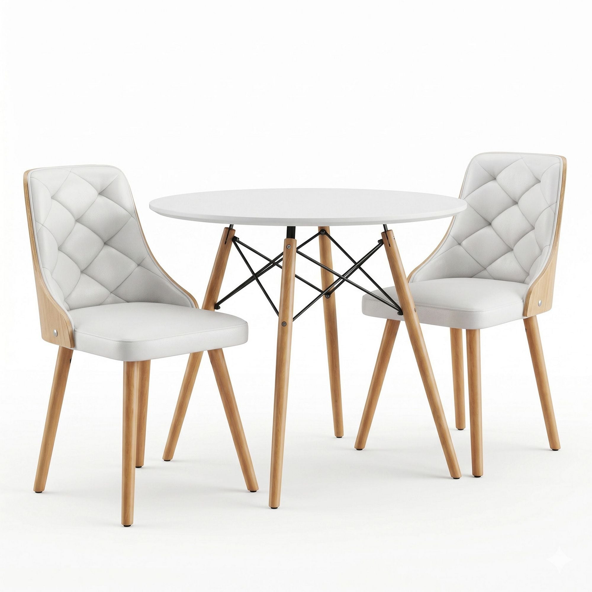 3 Piece Round Dining Set - White