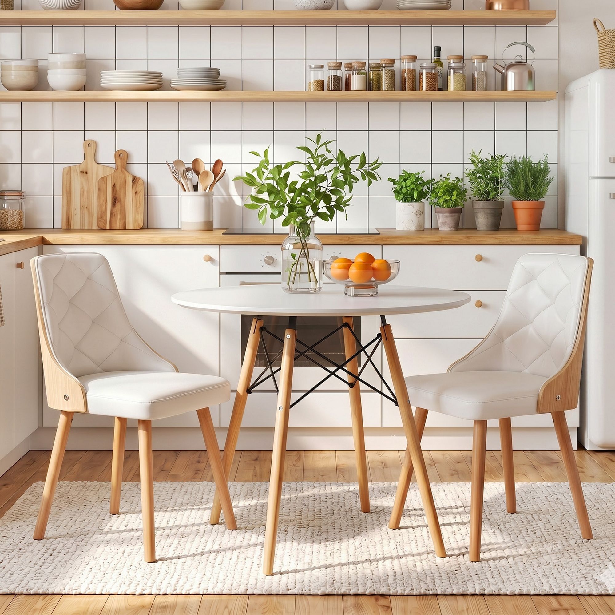 3 Piece Round Dining Set - White