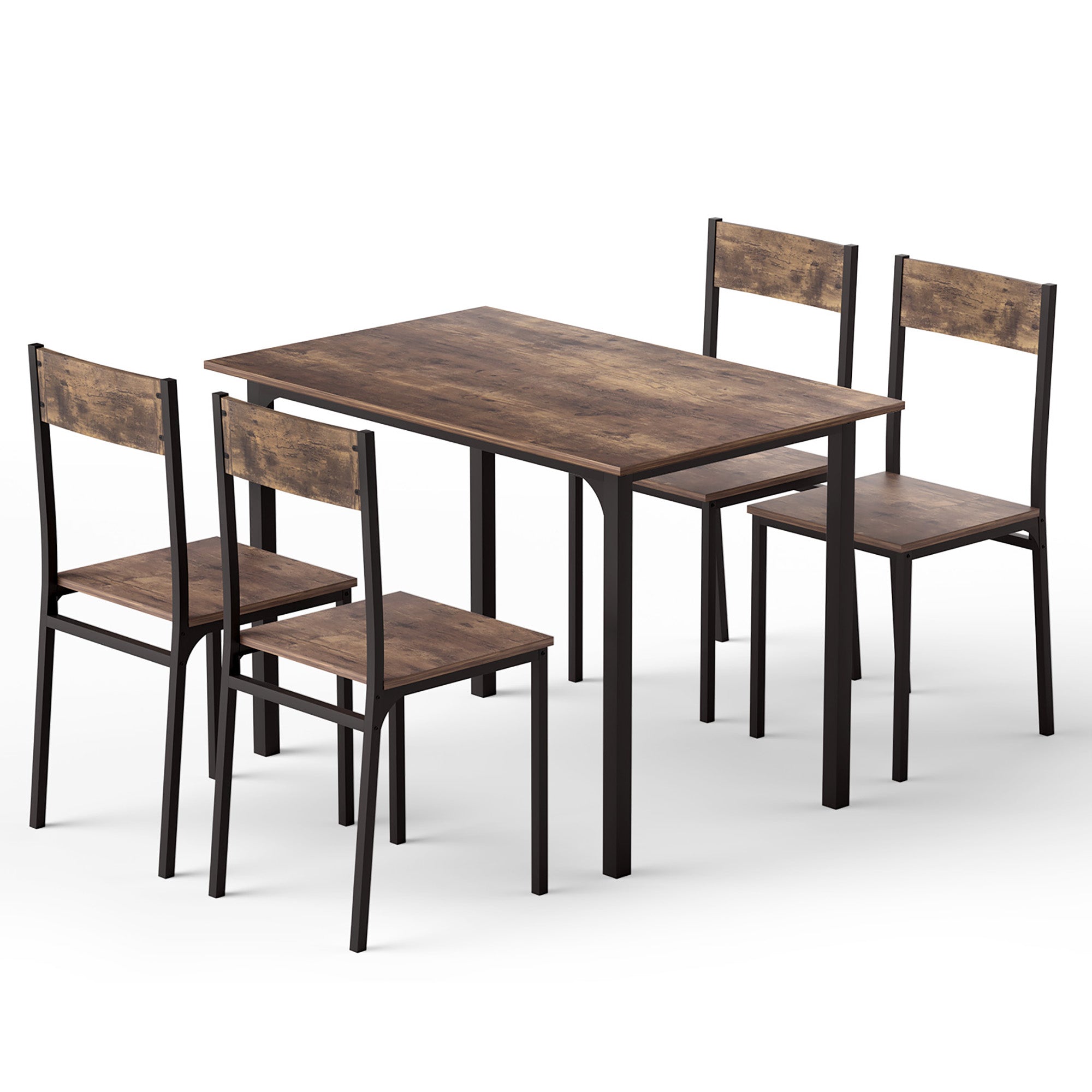 Artiss Dining Table and Chairs Set of 5 Compact Kitchen Furniture Rustic Brown - Homecoze
