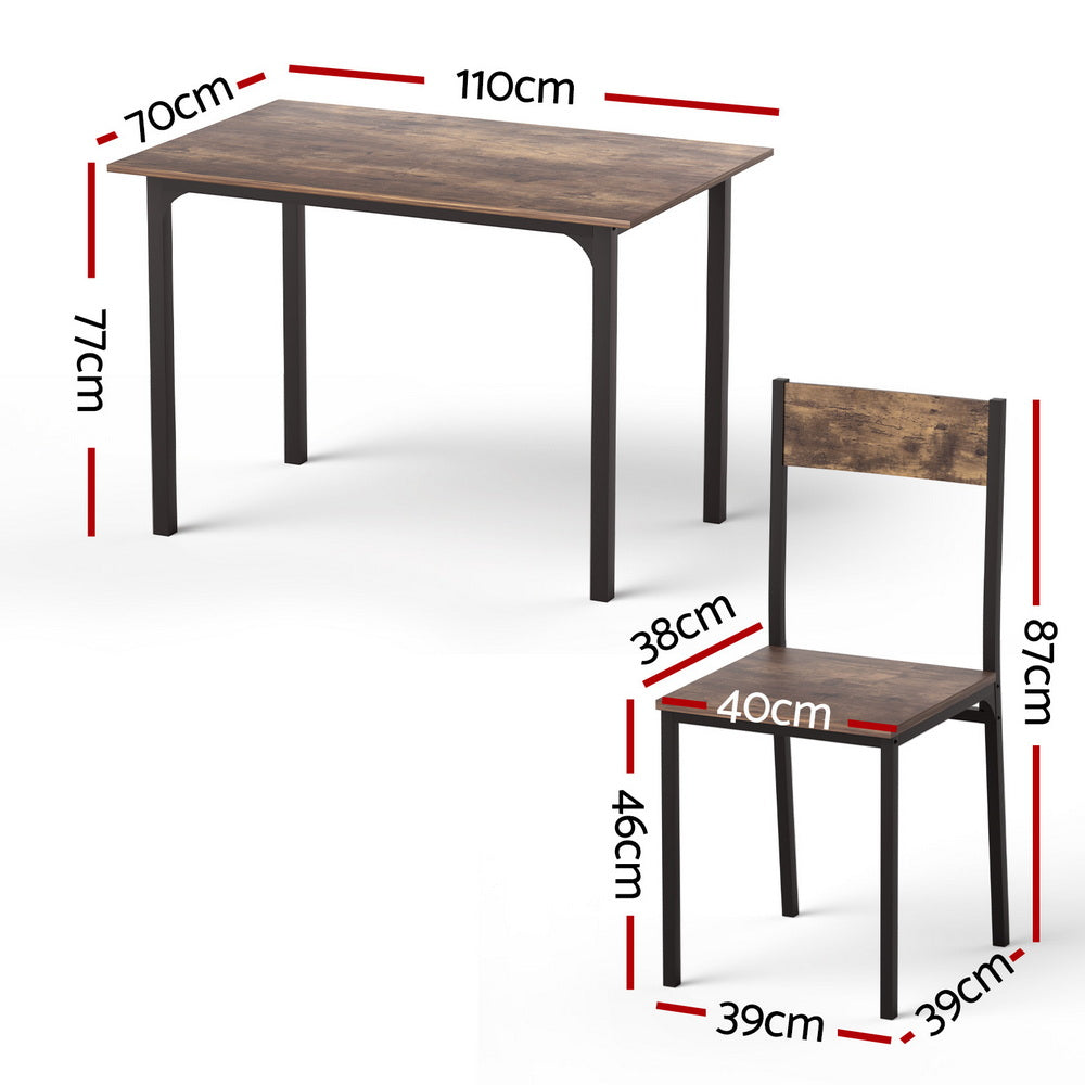 Artiss Dining Table and Chairs Set of 5 Compact Kitchen Furniture Rustic Brown - Homecoze