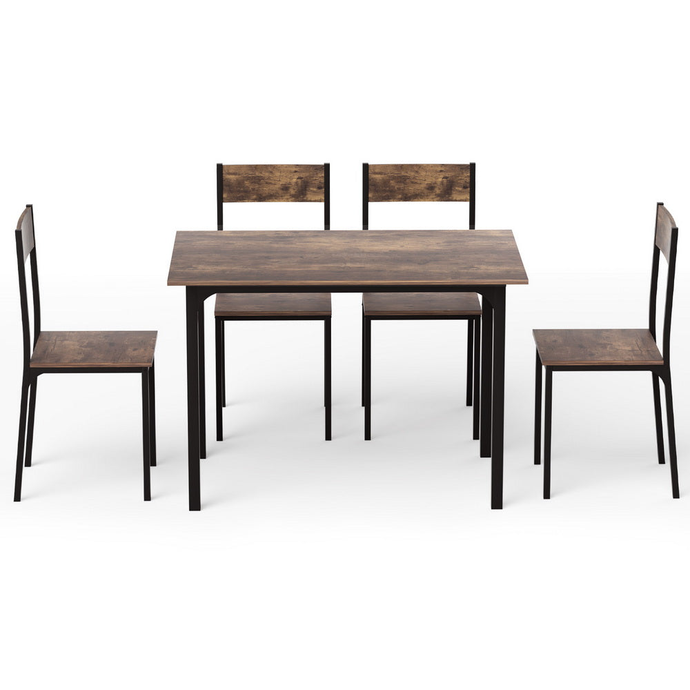 Artiss Dining Table and Chairs Set of 5 Compact Kitchen Furniture Rustic Brown - Homecoze