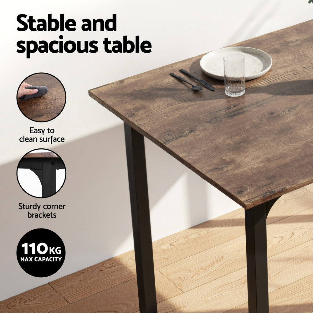 Artiss Dining Table and Chairs Set of 5 Compact Kitchen Furniture Rustic Brown - Homecoze